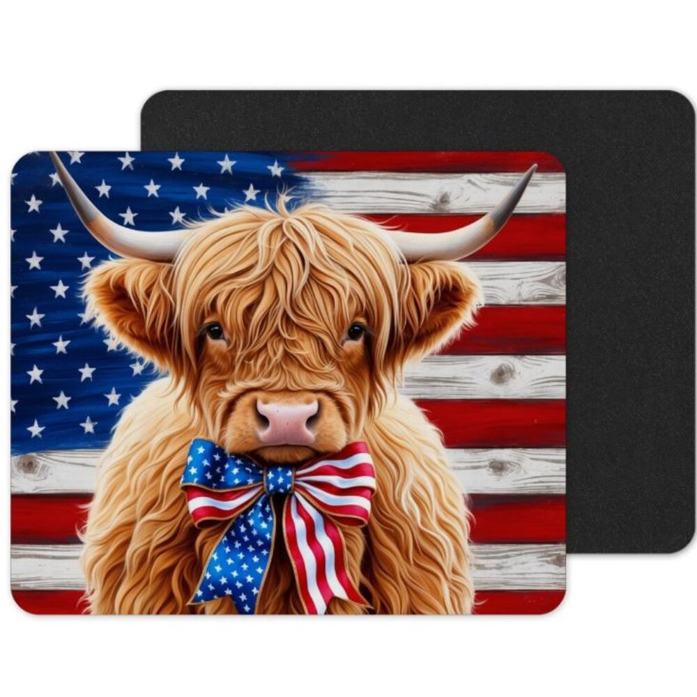 American Highland Cow‎ Mouse Pad, Computer Mouse Pad, Highland Cow Mouse Pad